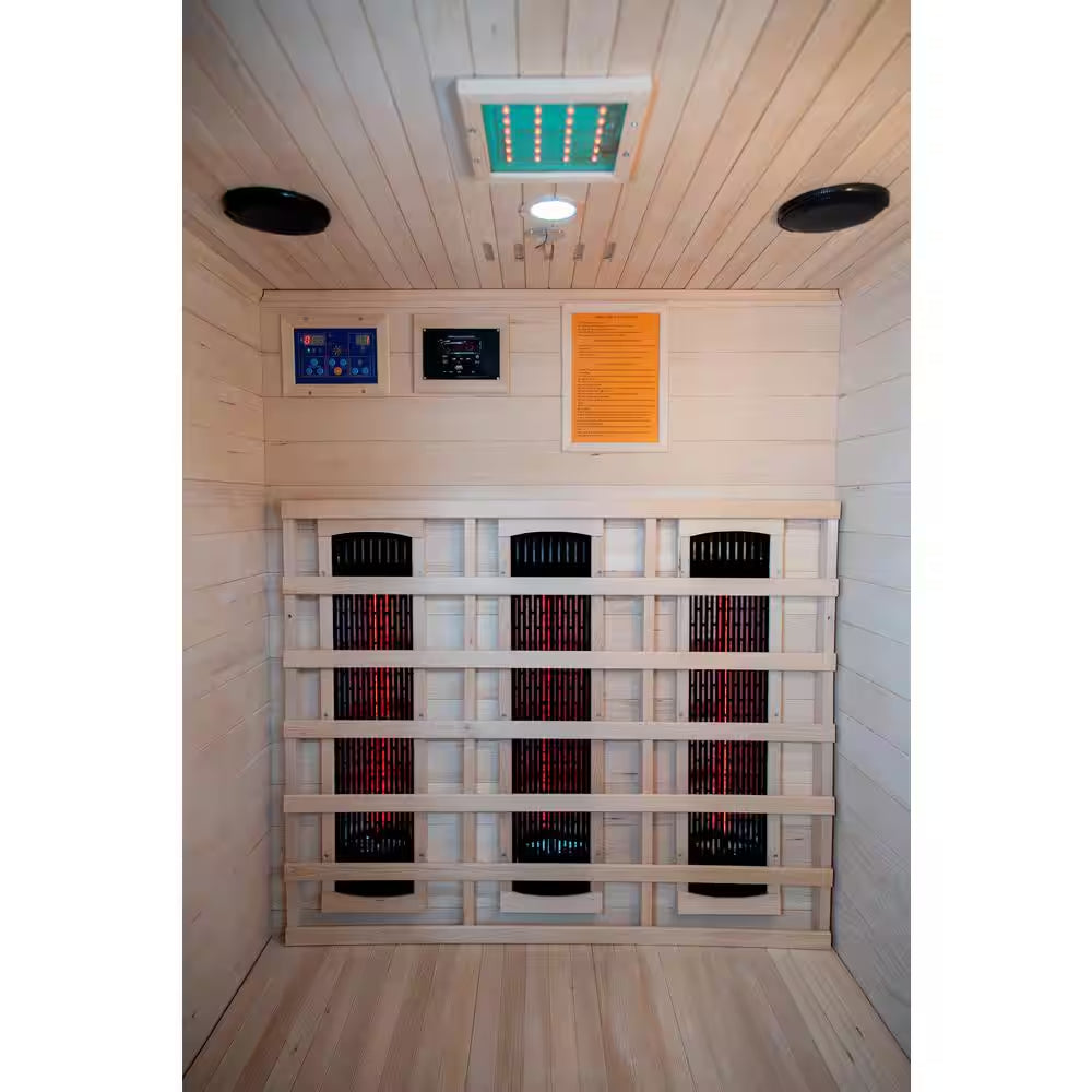 Sunray Saunas Burlington 2-Person Outdoor Infrared Sauna with Bluetooth Speakers and Canadian Hemlock Construction