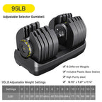 RitKeep Adjustable Dumbbell Pair for Home Gym Strength Training, 15 Weight Levels, 65 lb or 95 lb Options