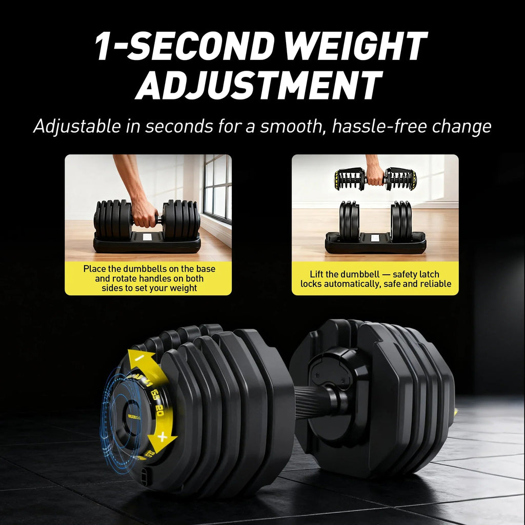 RitKeep Adjustable Dumbbell Pair for Home Gym Strength Training, 15 Weight Levels, 65 lb or 95 lb Options