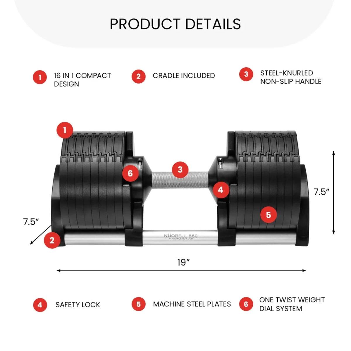 Nuobell Adjustable Dumbbells Pair 5-80 lb for Home Gym Strength Training, Twist Handle Weight Adjustment