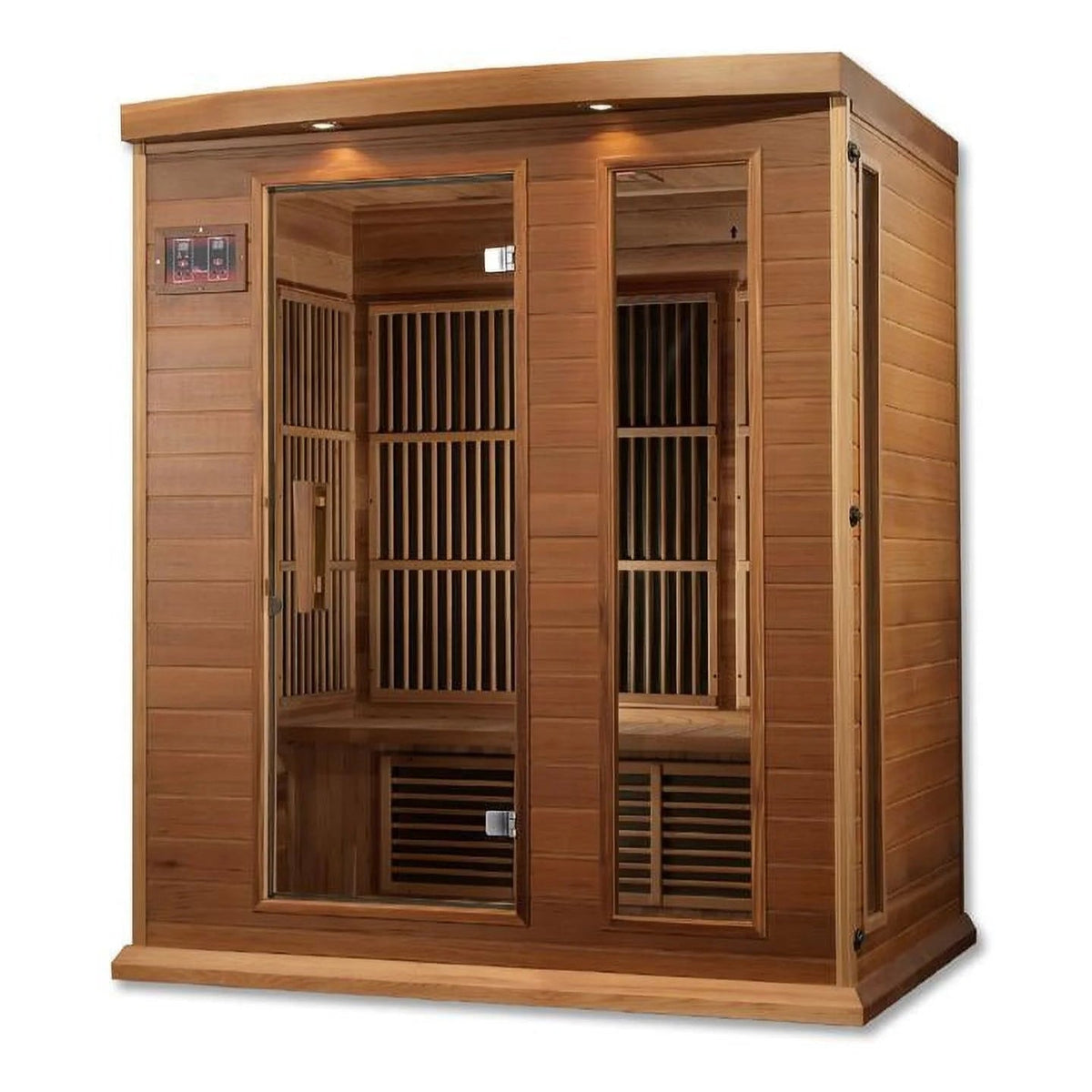 Maxxus 3-Person FAR Infrared Sauna with Carbon Heaters, Canadian Hemlock Wood, Indoor Use