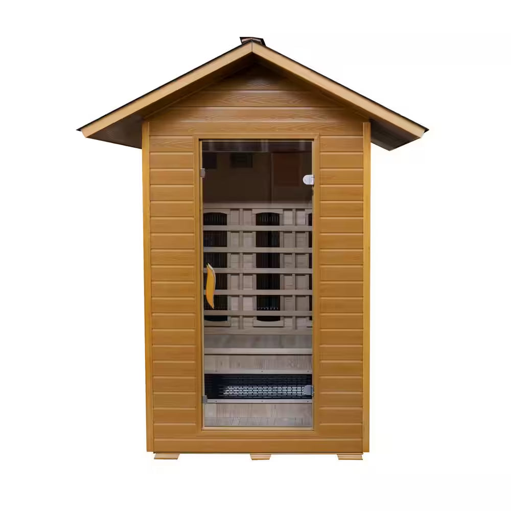 Sunray Saunas Burlington 2-Person Outdoor Infrared Sauna with Bluetooth Speakers and Canadian Hemlock Construction