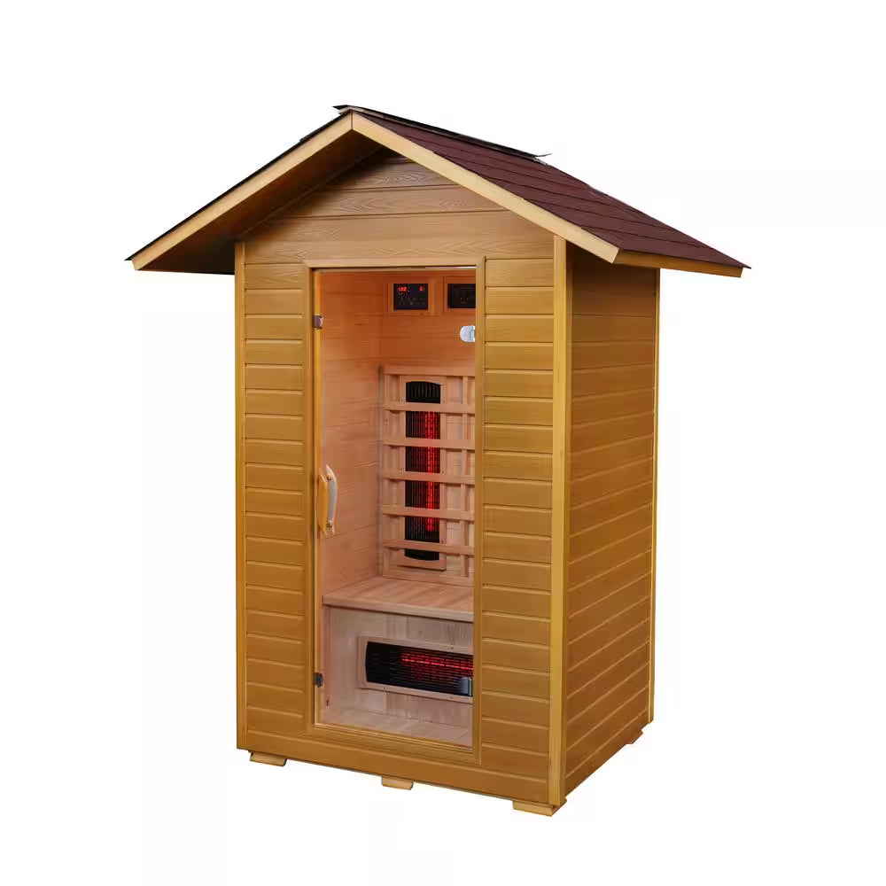 Sunray Saunas Burlington 2-Person Outdoor Infrared Sauna with Bluetooth Speakers and Canadian Hemlock Construction