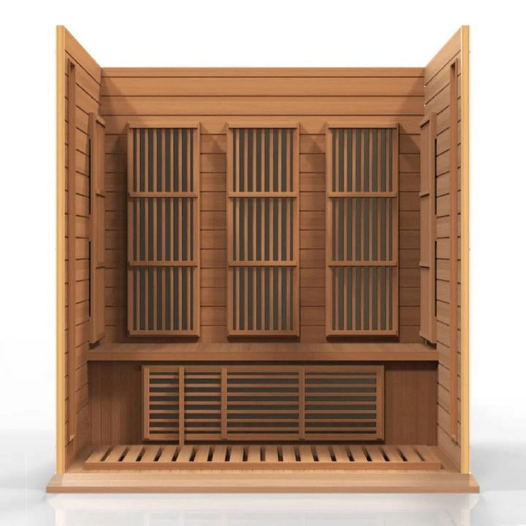 Maxxus 3-Person FAR Infrared Sauna with Carbon Heaters, Canadian Hemlock Wood, Indoor Use