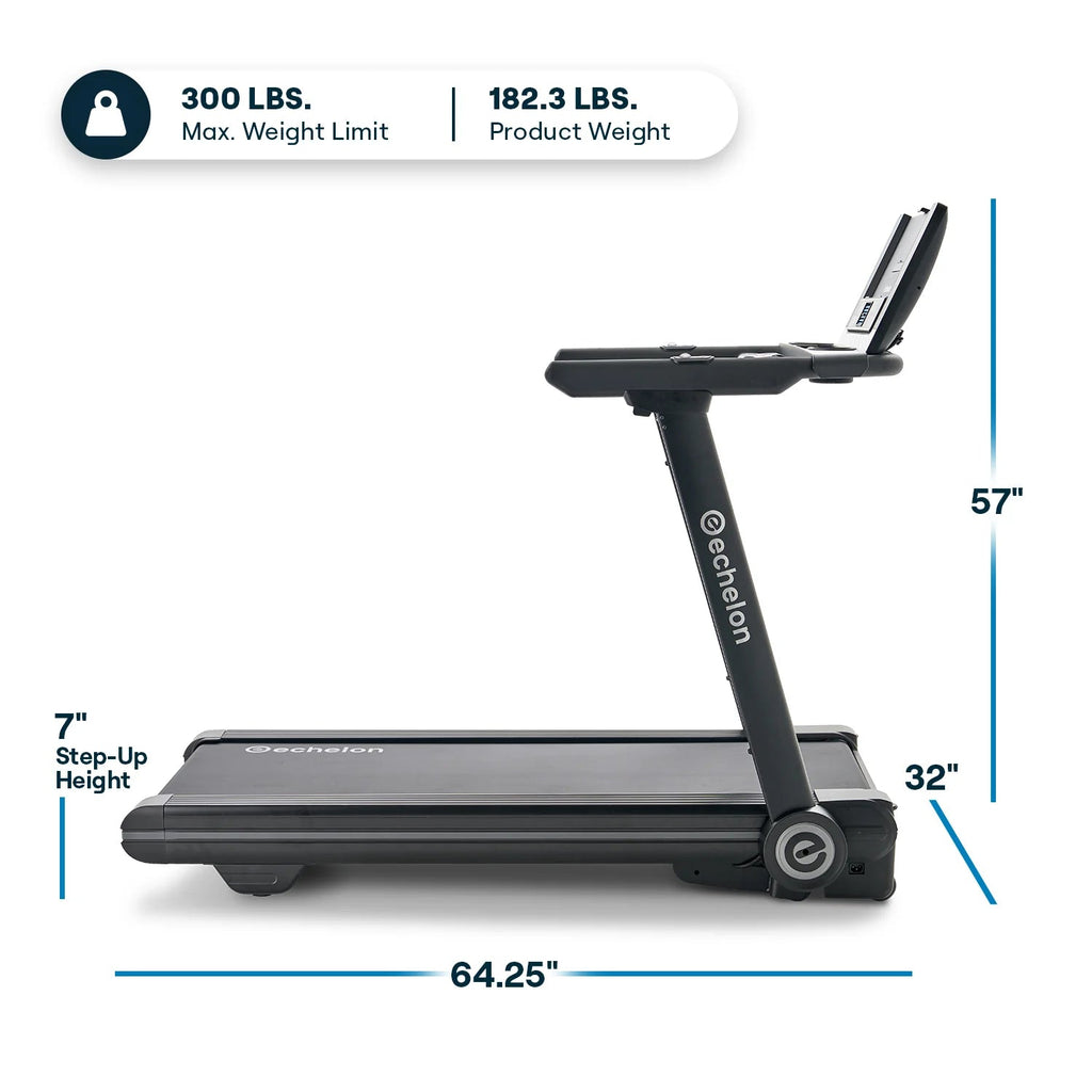 Echelon Stride-6 Fold-Flat Treadmill with Auto-Fold, Bluetooth Console, 12.5 MPH Speed, and Adjustable Incline