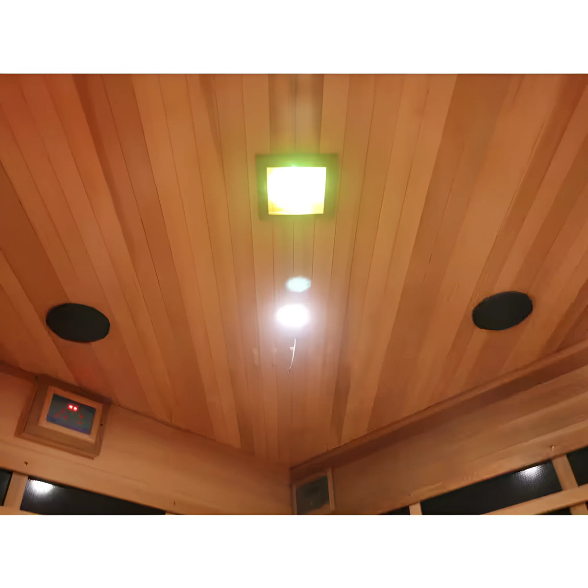 Sunray Saunas 4-Person Cedar Corner Infrared Sauna with Bluetooth Speakers and Carbon Heaters