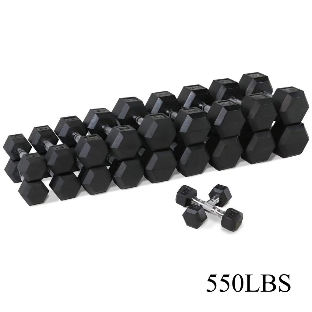 Lyan Hans 550 lb Hex Dumbbell Set with 10 Pairs (5-50 lb) for Home Gym Strength Training
