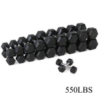 Lyan Hans 550 lb Hex Dumbbell Set with 10 Pairs (5-50 lb) for Home Gym Strength Training