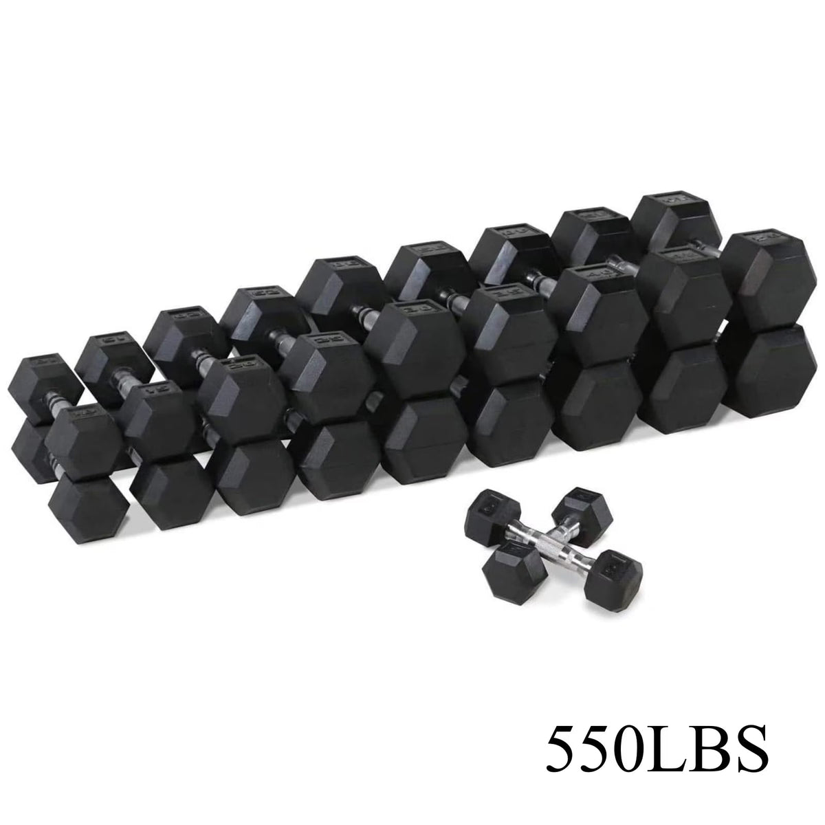 Lyan Hans 550 lb Hex Dumbbell Set with 10 Pairs (5-50 lb) for Home Gym Strength Training