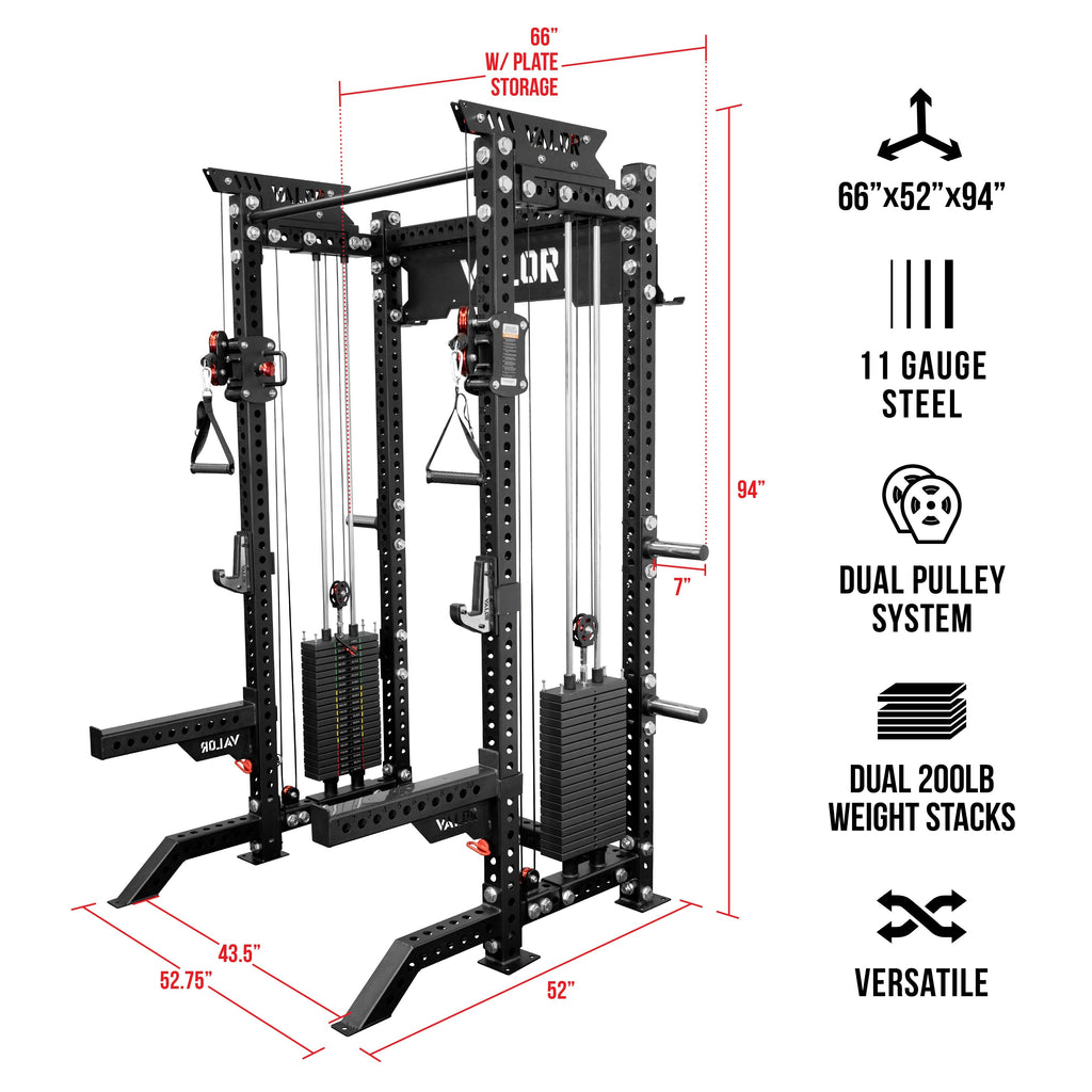 Valor Fitness BD-81 Selectorized All-In-One Power Rack & Functional Trainer