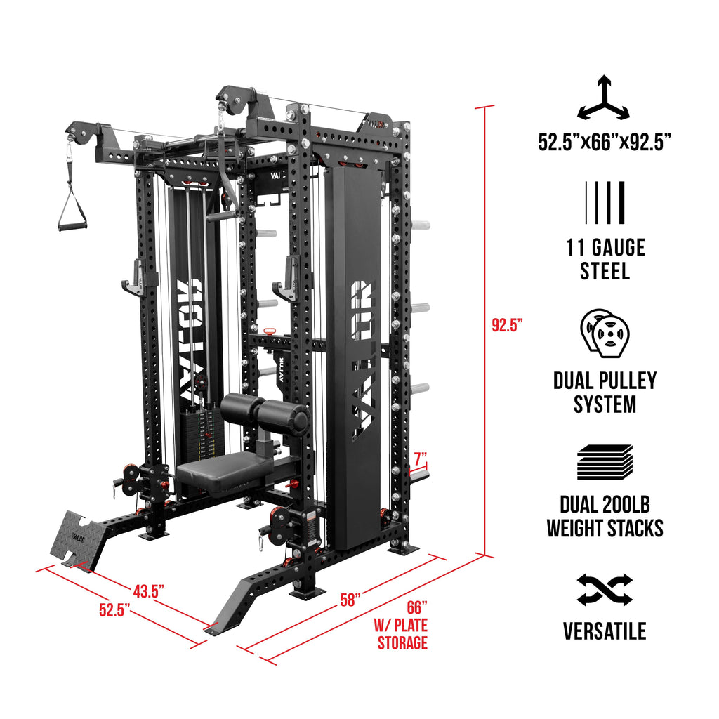 Valor Fitness BD-83 Selectorized All-in-One Power Rack & Functional Trainer