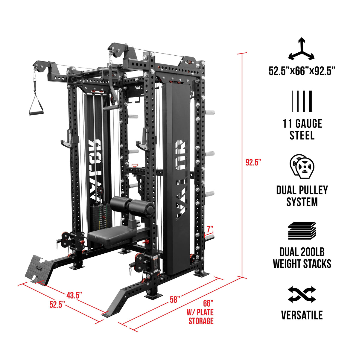 Valor Fitness BD-83 Selectorized All-in-One Power Rack & Functional Trainer