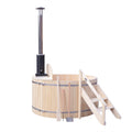 ALEKO Round Pine Wood-Fired Hot Tub & Cold Plunge Tub with Internal Stove