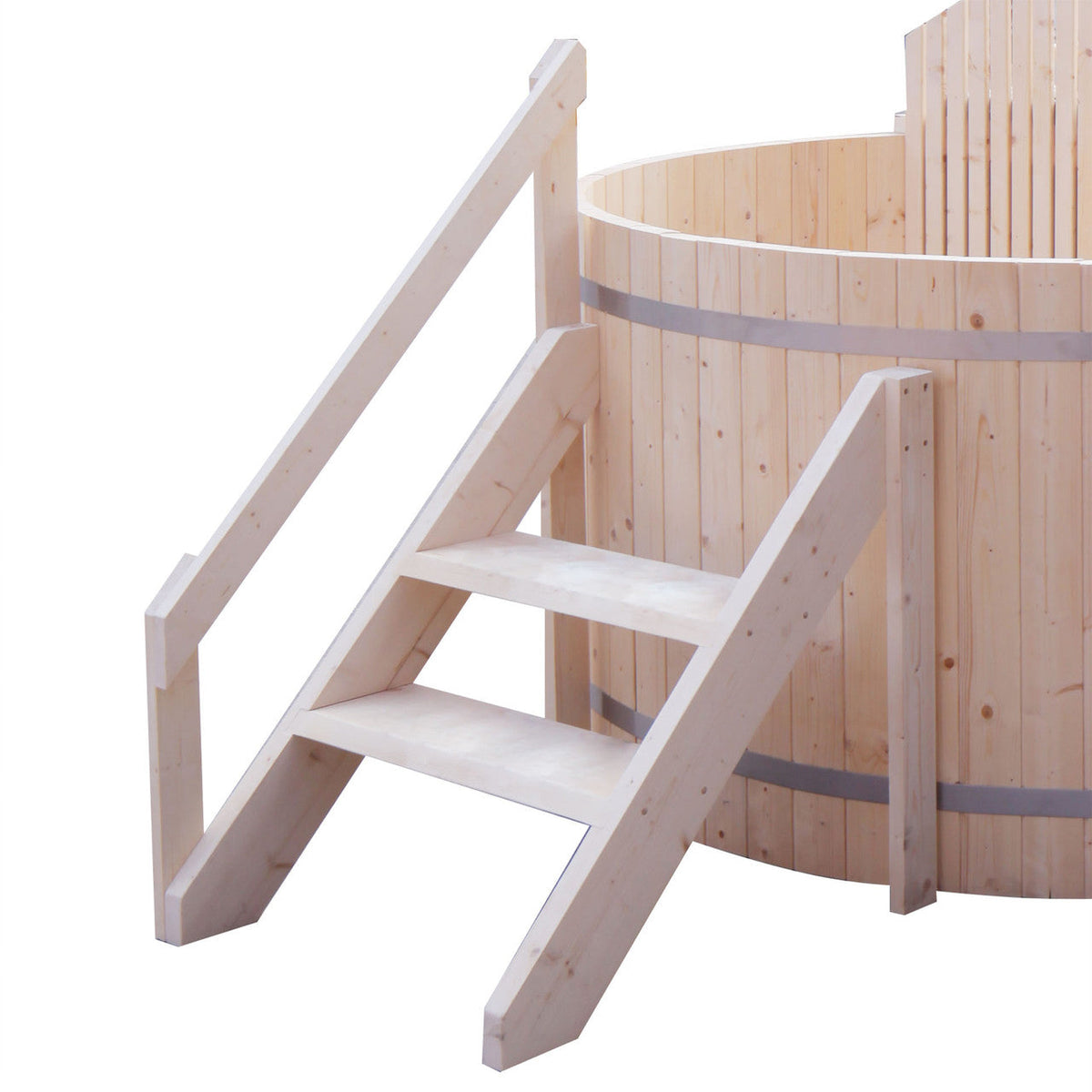ALEKO Round Pine Wood-Fired Hot Tub & Cold Plunge Tub with Internal Stove