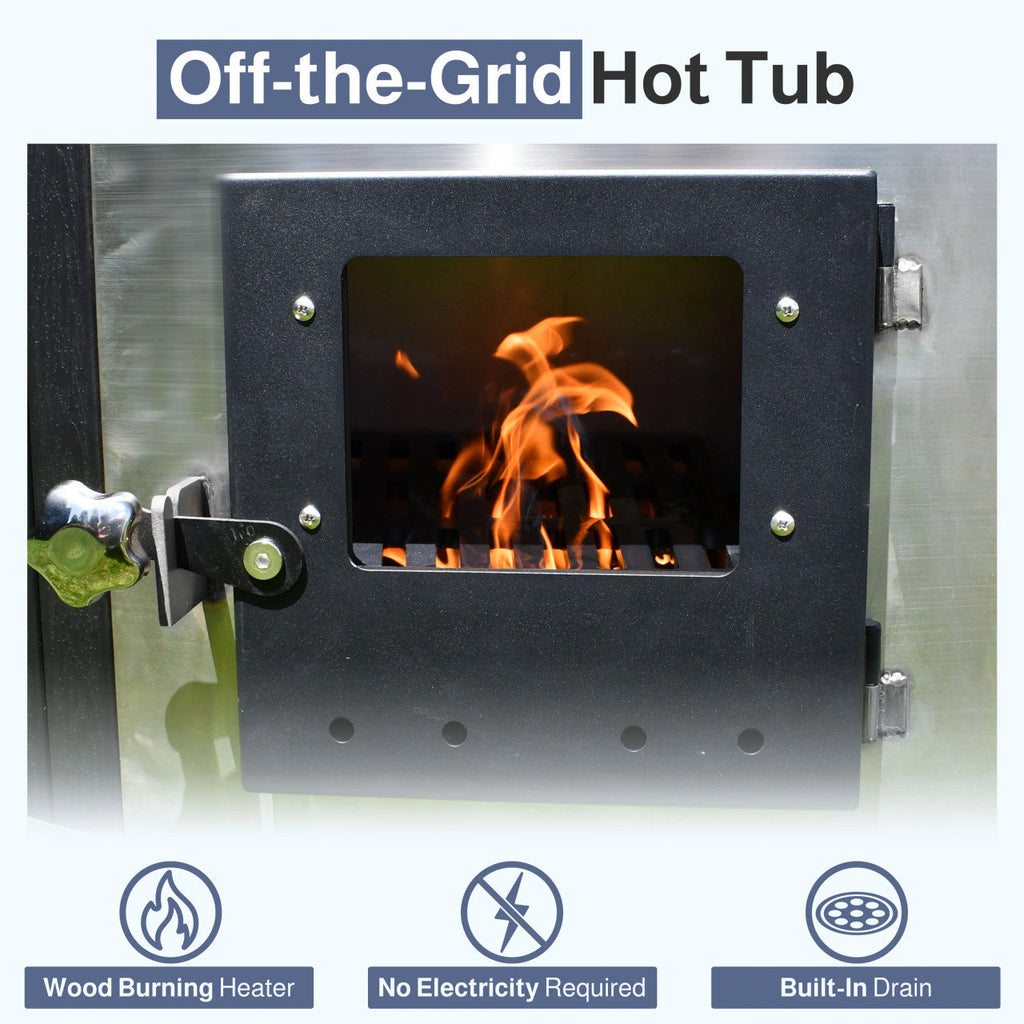 ALEKO Round Stainless Steel Hot Tub & Cold Plunge Tub with Integrated Wood-Fired Heater