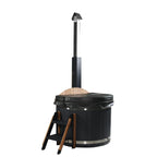 ALEKO Round Stainless Steel Hot Tub & Cold Plunge Tub with Integrated Wood-Fired Heater