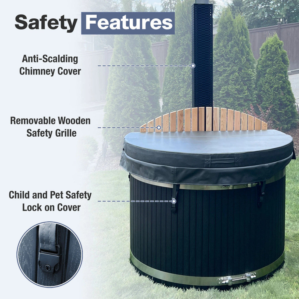 ALEKO Round Stainless Steel Hot Tub & Cold Plunge Tub with External Wood-Fired Heater