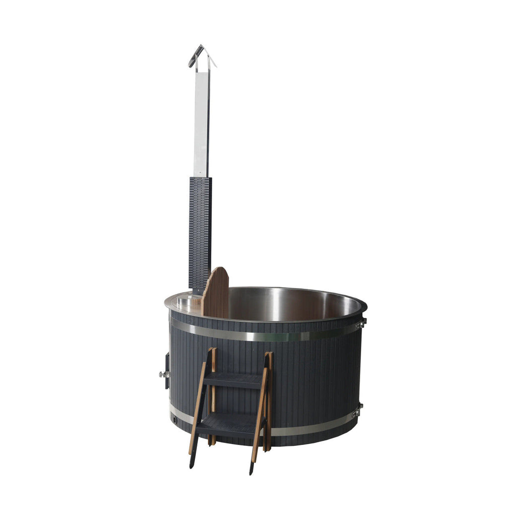 ALEKO Round Stainless Steel Hot Tub & Cold Plunge Tub with External Wood-Fired Heater