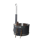 ALEKO Round Stainless Steel Hot Tub & Cold Plunge Tub with External Wood-Fired Heater
