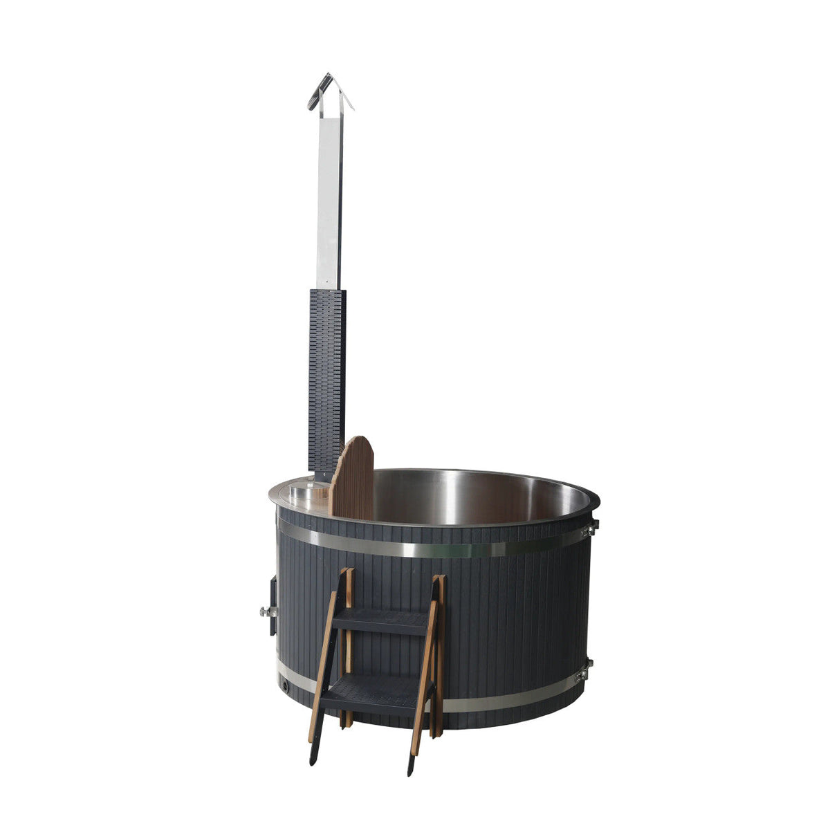 ALEKO Round Stainless Steel Hot Tub & Cold Plunge Tub with External Wood-Fired Heater