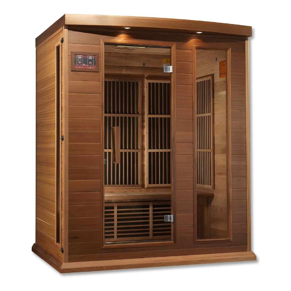 Maxxus 3-Person FAR Infrared Sauna with Carbon Heaters, Canadian Hemlock Wood, Indoor Use