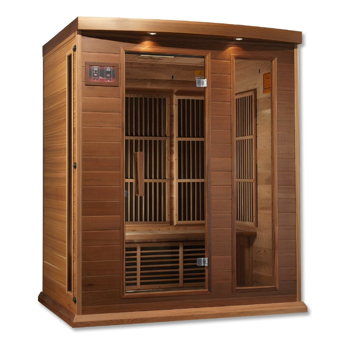Maxxus 3-Person FAR Infrared Sauna with Carbon Heaters, Canadian Hemlock Wood, Indoor Use