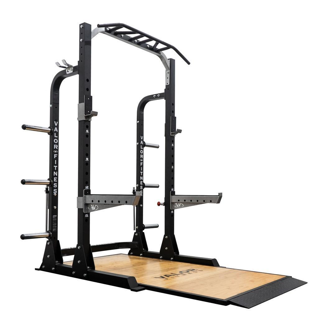 Valor Fitness BD-58 Heavy-Duty Half Rack with Integrated Plate Storage & Multi-Grip Pull-Up Station