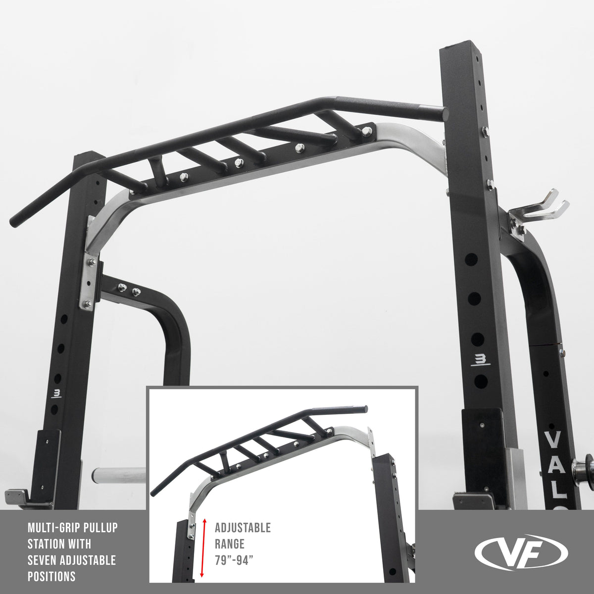 Valor Fitness BD-58 Heavy-Duty Half Rack with Integrated Plate Storage & Multi-Grip Pull-Up Station