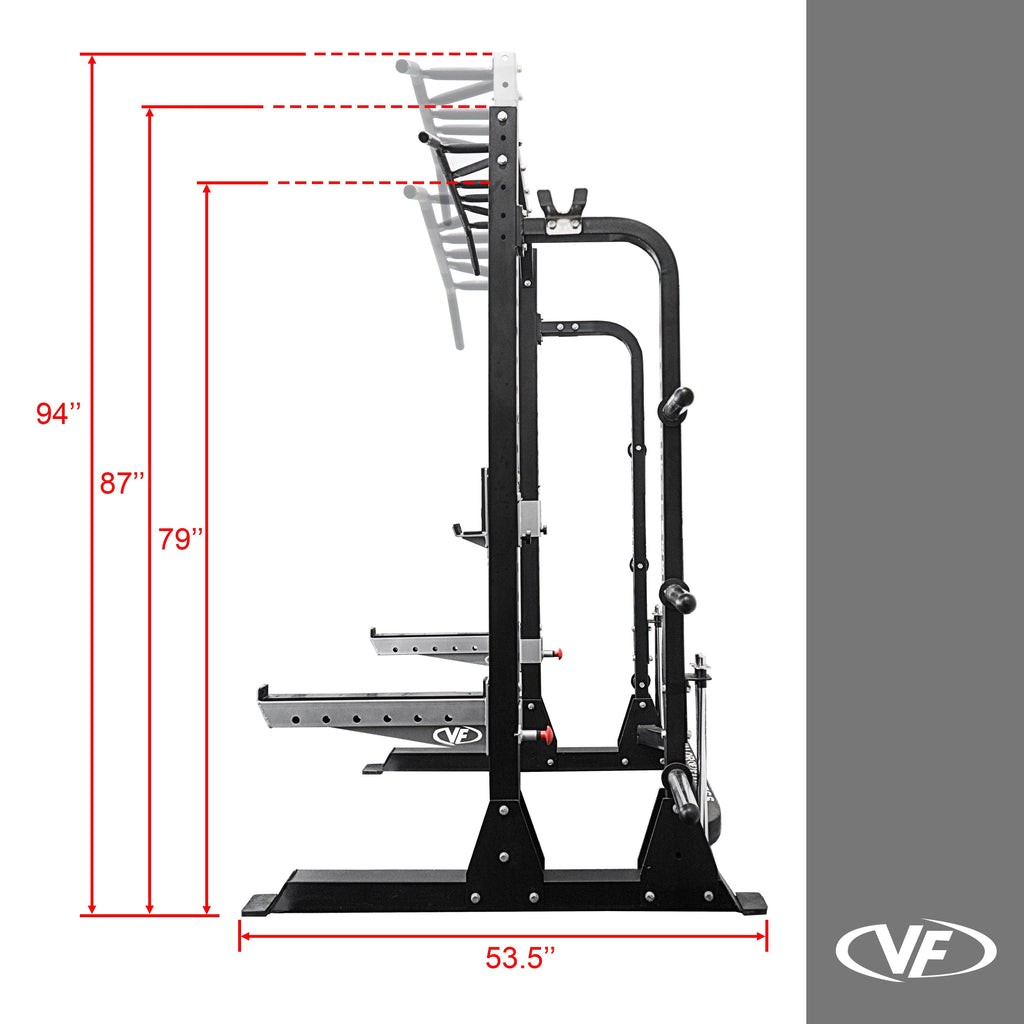 Valor Fitness BD-58 Heavy-Duty Half Rack with Integrated Plate Storage & Multi-Grip Pull-Up Station