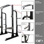 Valor Fitness BD-58 Heavy-Duty Half Rack with Integrated Plate Storage & Multi-Grip Pull-Up Station