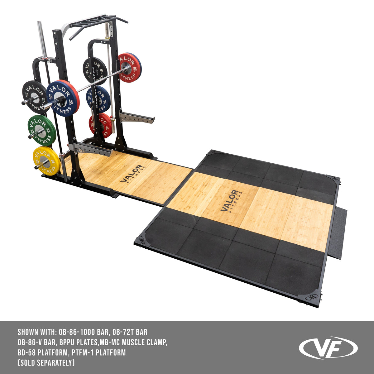 Valor Fitness BD-58 Heavy-Duty Half Rack with Integrated Plate Storage & Multi-Grip Pull-Up Station