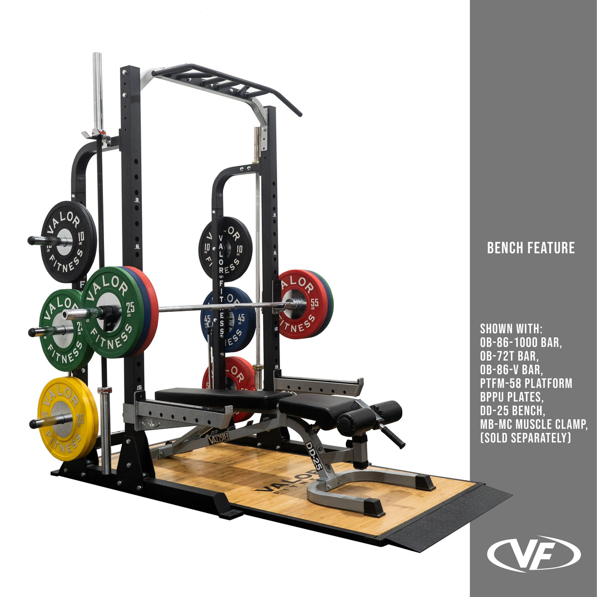 Valor Fitness BD-58 Heavy-Duty Half Rack with Integrated Plate Storage & Multi-Grip Pull-Up Station