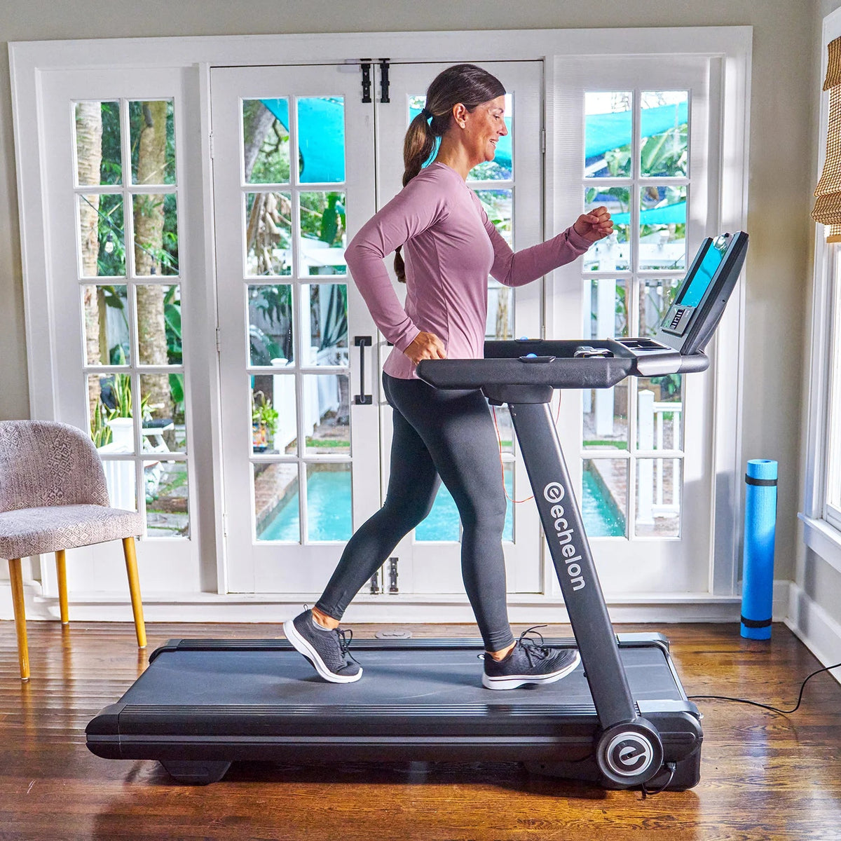 Echelon Stride-6 Fold-Flat Treadmill with Auto-Fold, Bluetooth Console, 12.5 MPH Speed, and Adjustable Incline