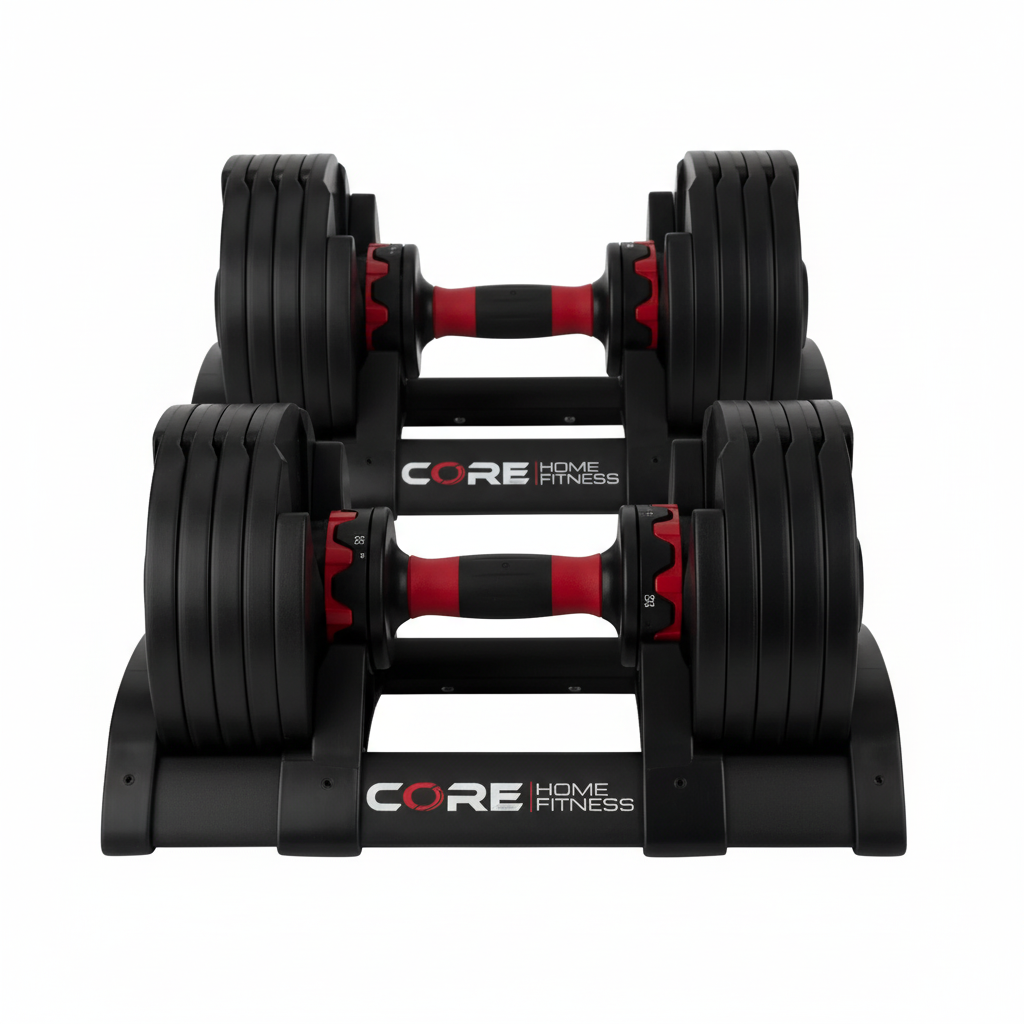 Core Home Fitness Adjustable Dumbbell Set 5-50 lb Pair for Home Gym Strength Training with Twist Handle Adjustment