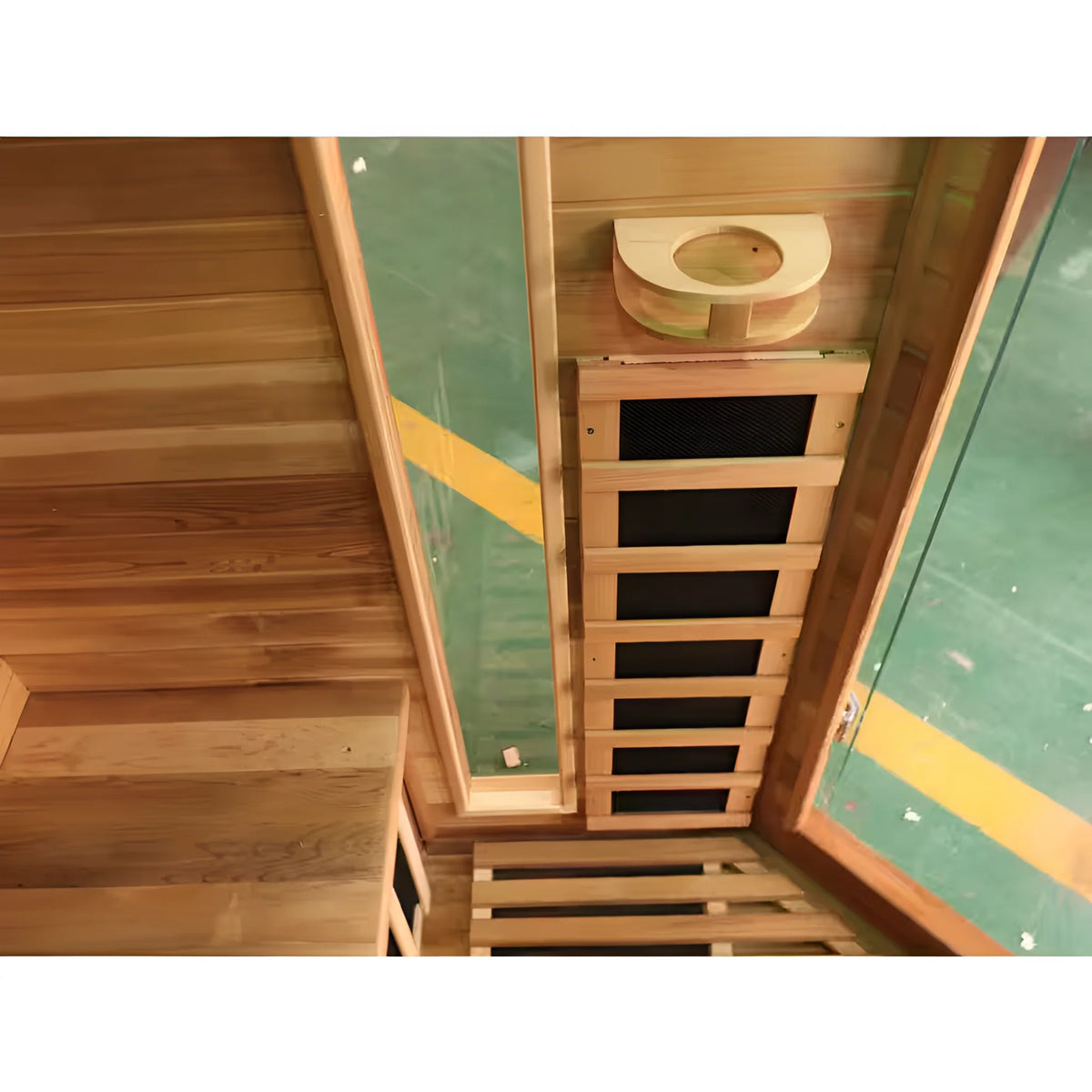 Sunray Saunas 4-Person Cedar Corner Infrared Sauna with Bluetooth Speakers and Carbon Heaters