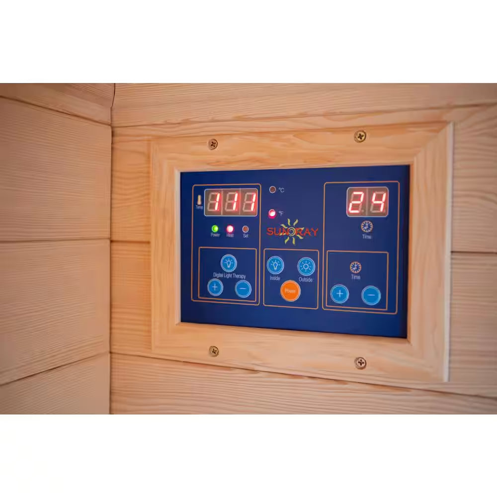 Sunray Saunas Burlington 2-Person Outdoor Infrared Sauna with Bluetooth Speakers and Canadian Hemlock Construction