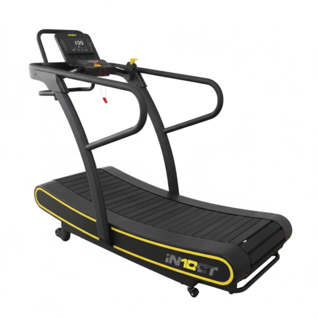 IN10CT Manual Curved Exercise Treadmill with 10 Magnetic Resistance Levels, 400 lb Capacity, Black and Yellow