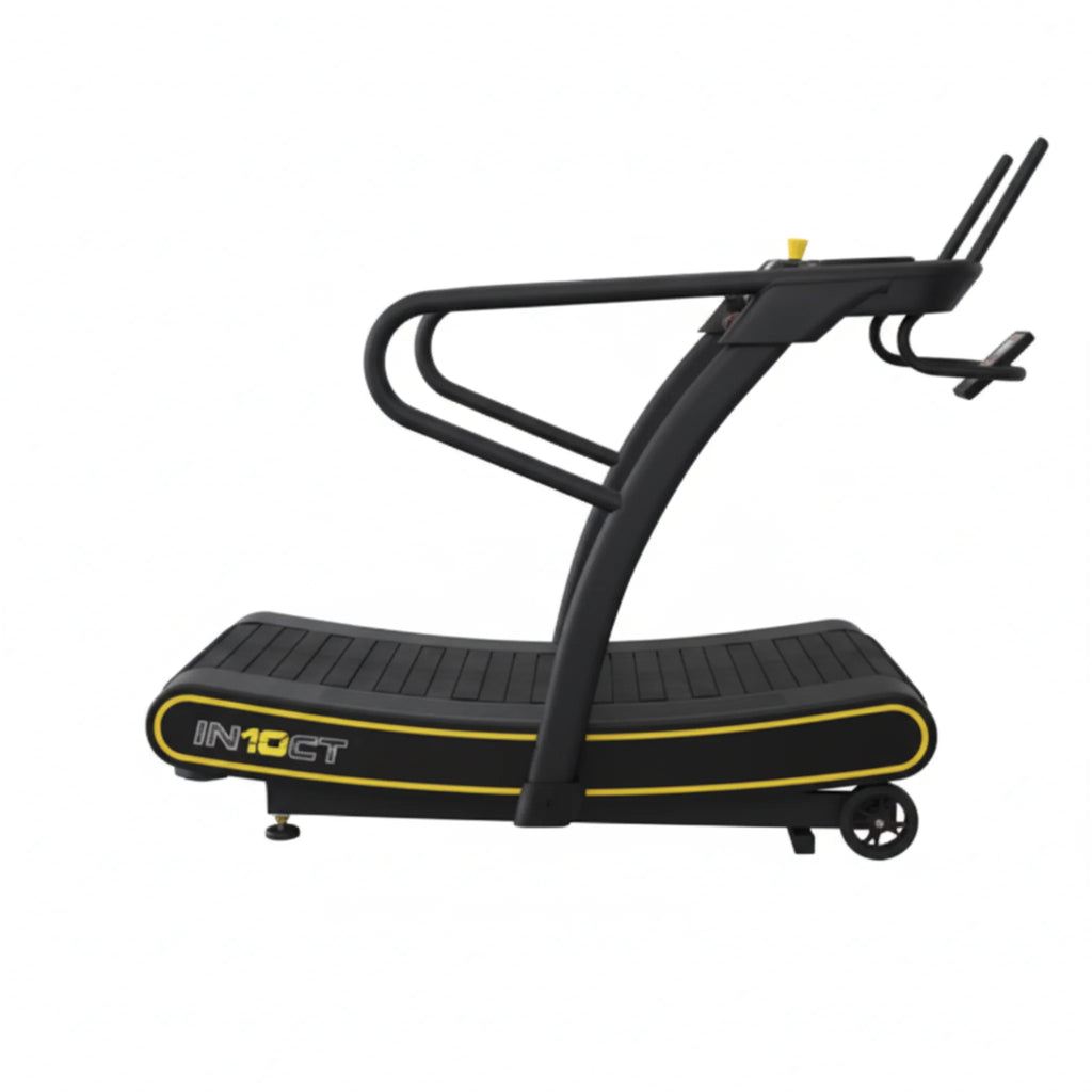 IN10CT Manual Curved Exercise Treadmill with 10 Magnetic Resistance Levels, 400 lb Capacity, Black and Yellow