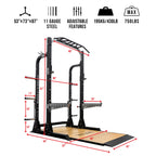 Valor Fitness BD-58 Heavy-Duty Half Rack with Integrated Plate Storage & Multi-Grip Pull-Up Station
